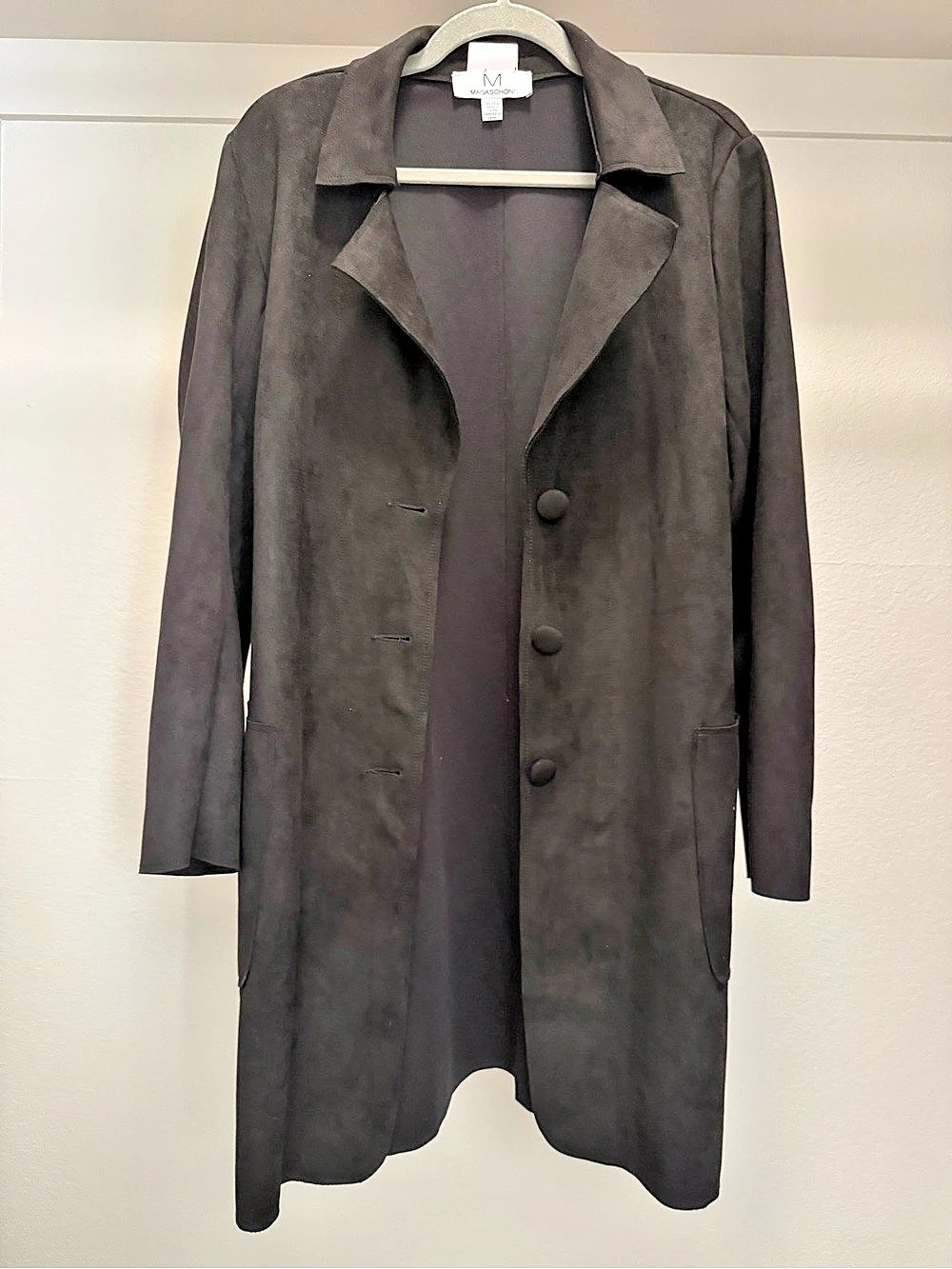 M by Magaschoni Women's Longline Coat Black Size XL Like New